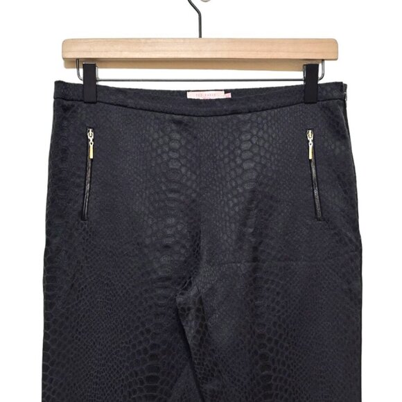 Ted Baker London Tulio Black Snake Print Tuxedo Stripe Cropped Skinny Pants Sz 2 - Picture 3 of 9